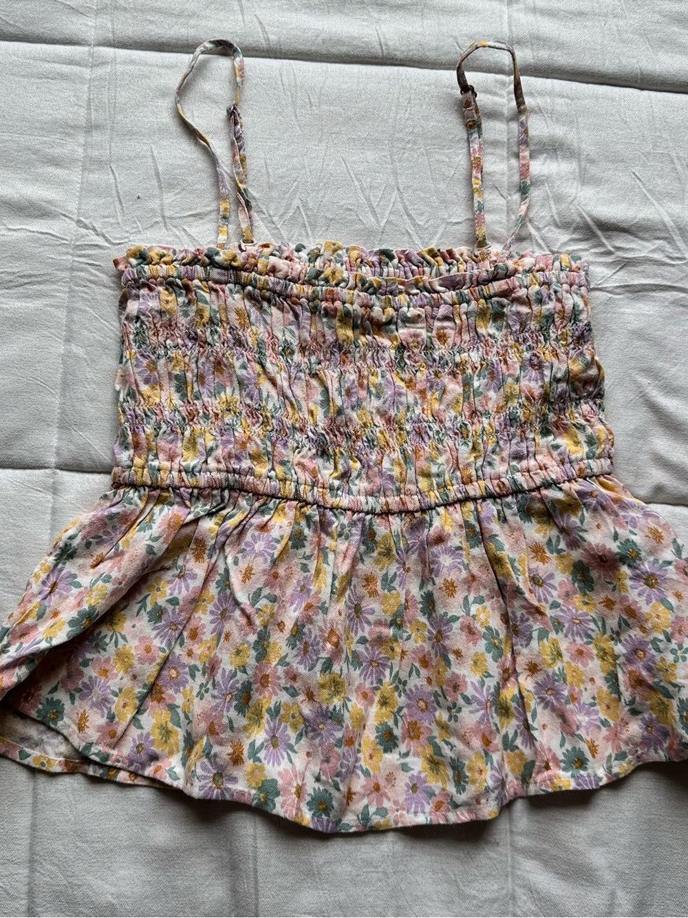 American Eagle Outfitters Pink Floral Smocked Camisole Top